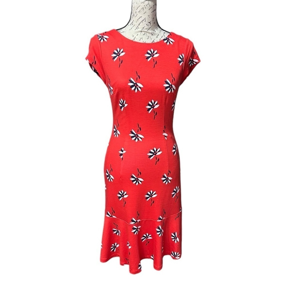 Boden Orange Floral Shift Dress With Flutter Size 2R